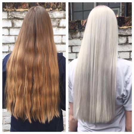 Natural blonde hair ha been transformed into a silver tone at the klinik salon by Thea 