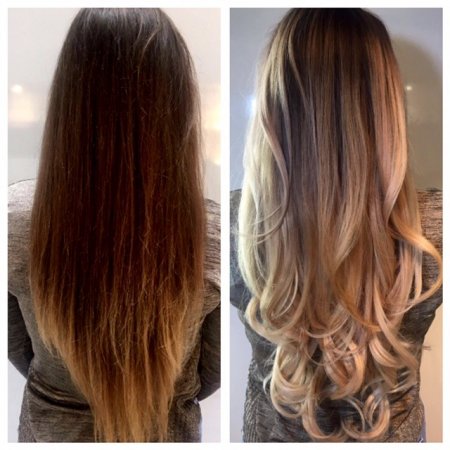 hair has been coloured to go from a dark base to a light balayage using Loreal and Olaplex by Leyla at the klinik hairdressing Islington London