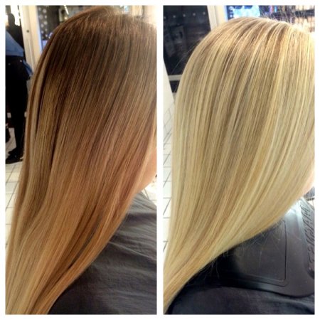 Medium blonde to a high lift blonde by Leyla at the klinik hairdressing London