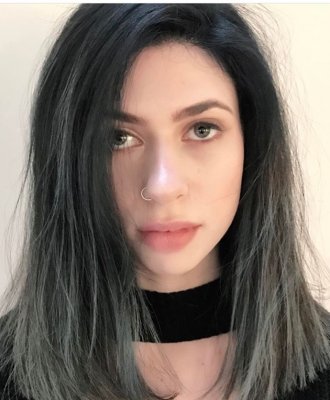 Messy hair has been coloured black to grey using Kenra colours as a balayage technique by Thea at the klinik hairdressing London.