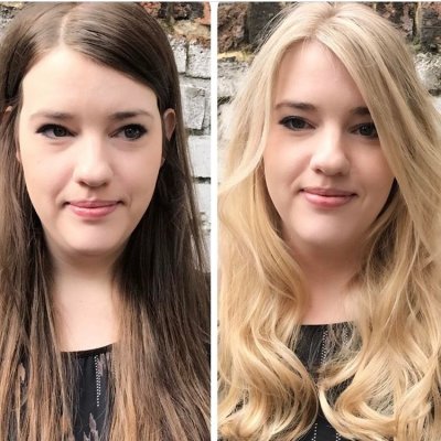 Long dark natural hair been coloured into a light natural blonde using Wella Blondor and Olaplex to create a beautiful tone by Thea at the klinik hairdressing London 