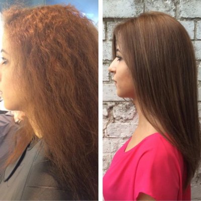 Colouring hair a natural brown using Olaplex to smooth hair down