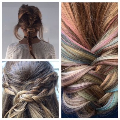 Hair can be plaited at any way to create texture or knots. Perfect for the upcoming festival times ahead! at the klinik hairdressing London. And why not using the Schwarzkopf Instant Blushers! 